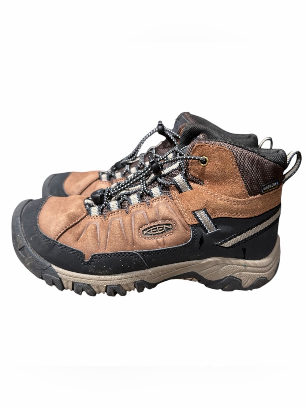 KEEN Targhee IV Waterproof Hiking Boots Boys Size 2 Bison Brindle Like New